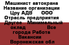 Машинист автокрана › Название организации ­ Цру АДВ777, ООО › Отрасль предприятия ­ Другое › Минимальный оклад ­ 55 000 - Все города Работа » Вакансии   . Воронежская обл.,Воронеж г.